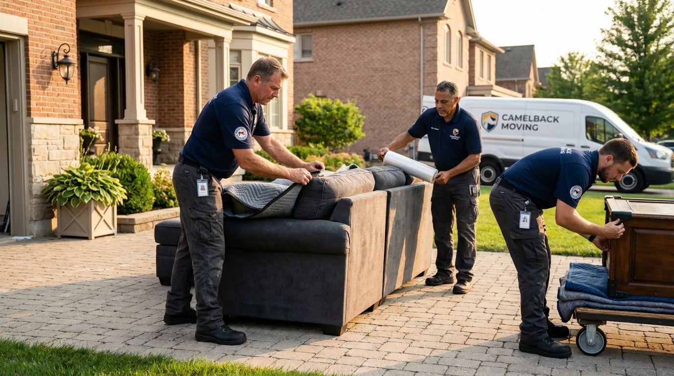 Large estate moving crew wrapping furniture in Flora, IN